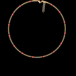 Bransoletka 16+5 cm, czerwona emalia, pozłacana^Lilou Discount