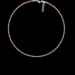 Bransoletka 16+5 cm, czerwona emalia, posrebrzana^Lilou Sale
