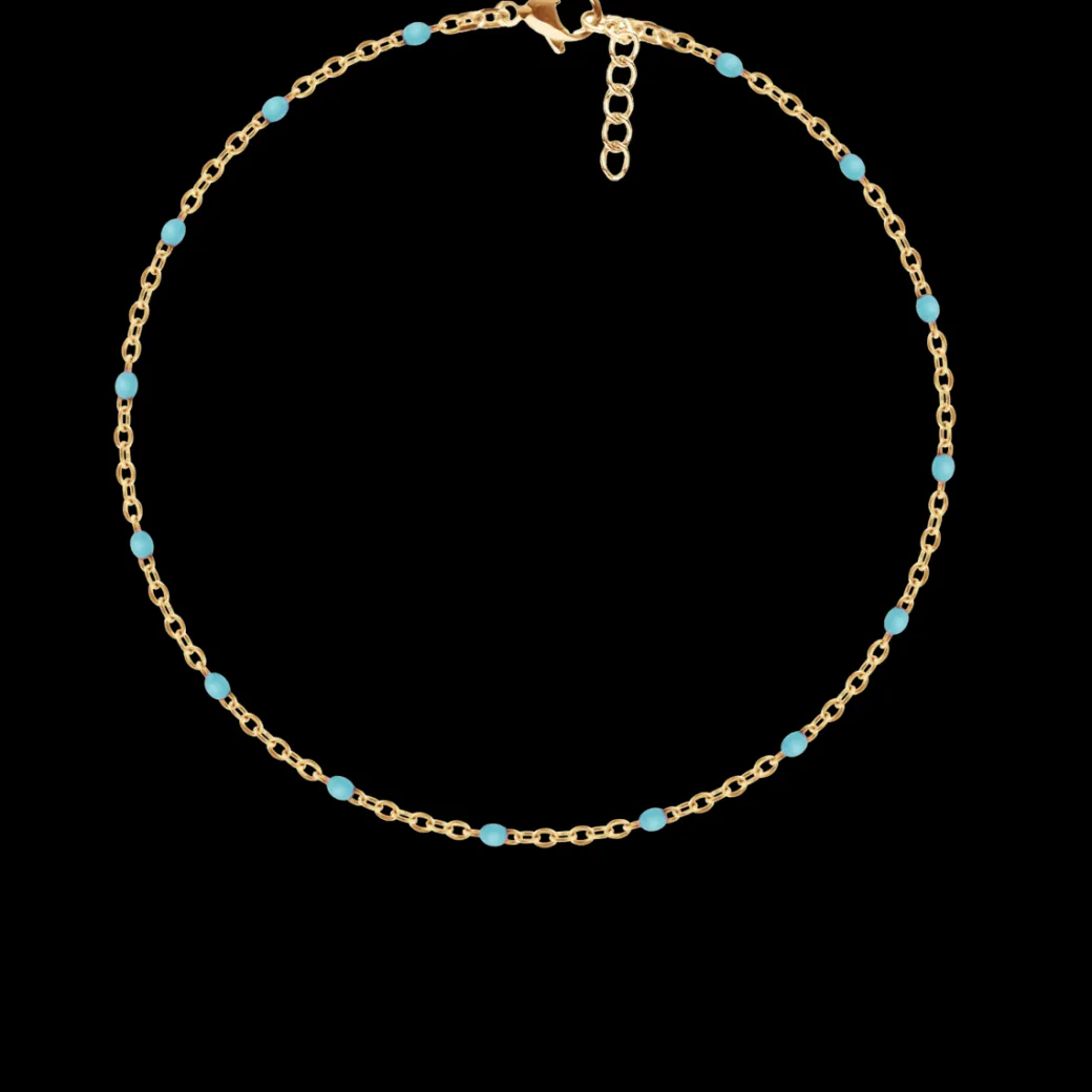 Bransoletka 16+5 cm, turkusowa emalia, pozłacana^Lilou Online