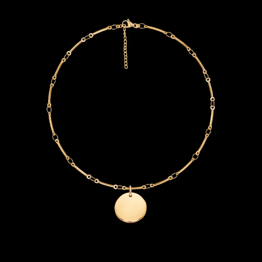 Bransoletka Bamboo z zawieszką medalik 1 cm pozłacana^Lilou Fashion