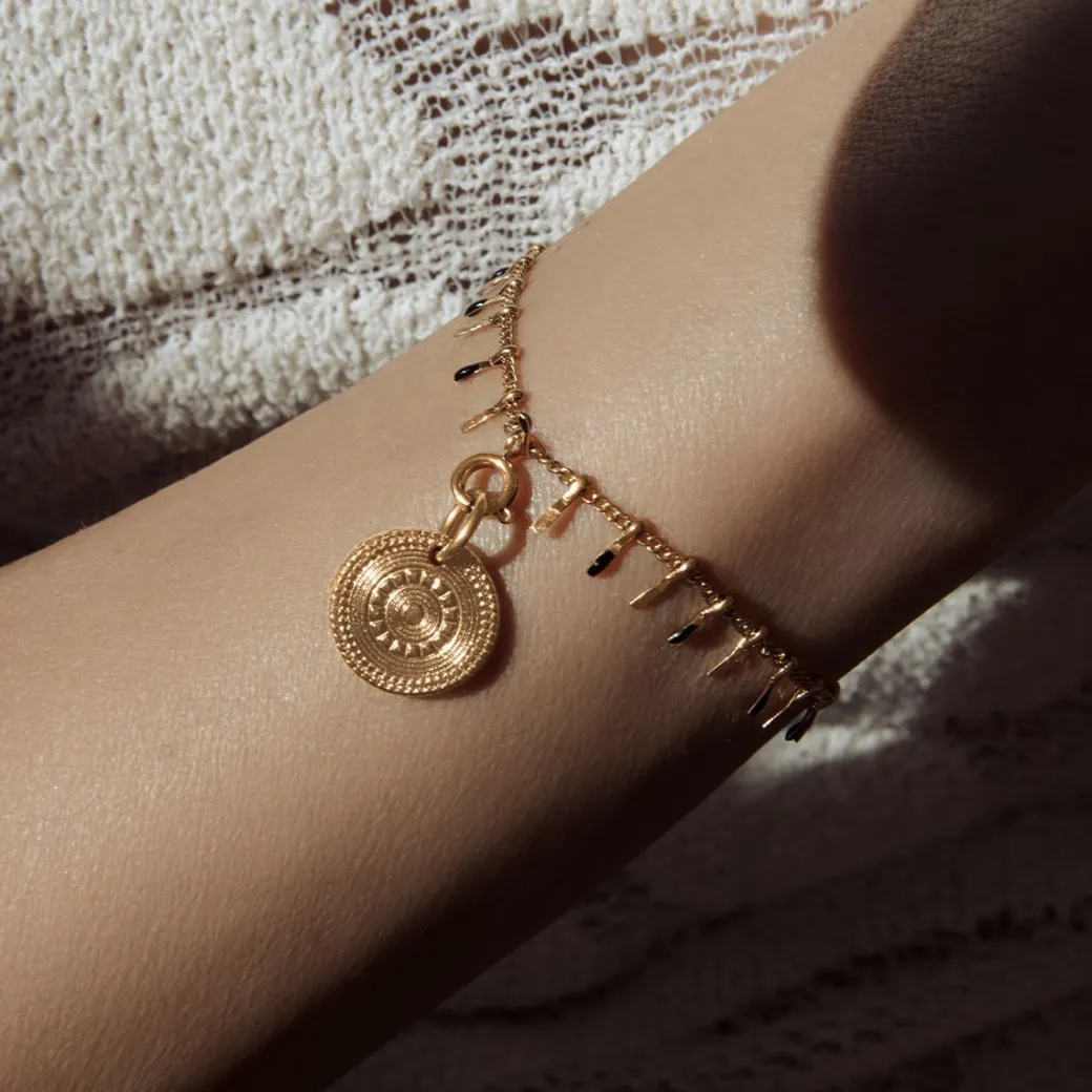 Bransoletka Margot z czarną emalią z zawieszką Boho II^Lilou Clearance