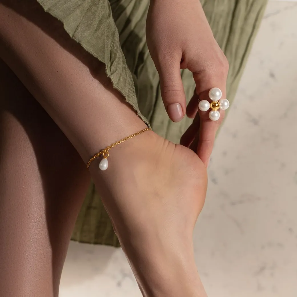Bransoletka na kostkę z zawieszką Pearls^Lilou Outlet