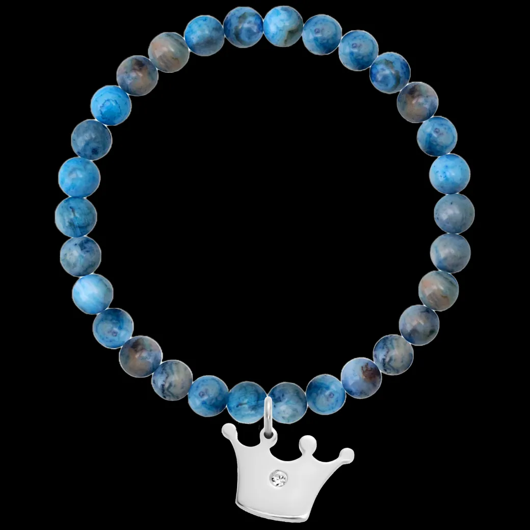 Bransoletka Neptun z naturalnych kamieni ze srebrną koroną Princess^Lilou Fashion