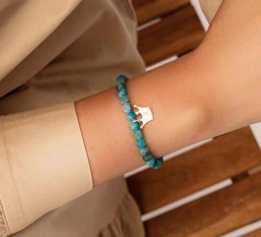 Bransoletka Neptun z naturalnych kamieni ze srebrną koroną Princess^Lilou Fashion