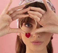 Bransoletka Penelope z emaliowanym sercem pozłacana^Lilou Best