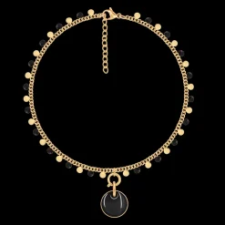 Bransoletka Sophie z czarną emalią pozłacana z medalikiem^Lilou Hot