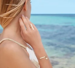 Bransoletka z blaszką i koniczynką pozłacana^Lilou Sale