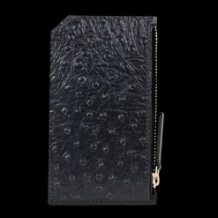 Card holder czarny we wzór skóry strusia z wytłoczoną koniczyną^Lilou Sale