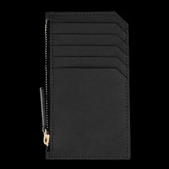 Card holder skórzany gładki w kolorze czarnym pozłacany^Lilou Fashion