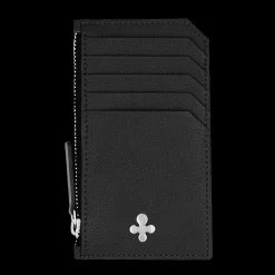 Card holder skórzany gładki w kolorze czarnym srebrny^Lilou Discount