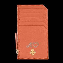 Card holder skórzany w kolorze pomarańczowym^Lilou Fashion