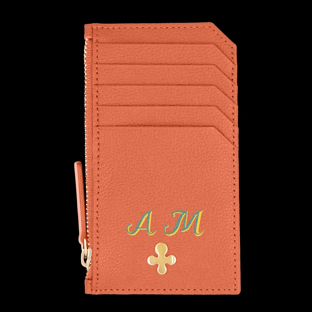 Card holder skórzany w kolorze pomarańczowym^Lilou Fashion