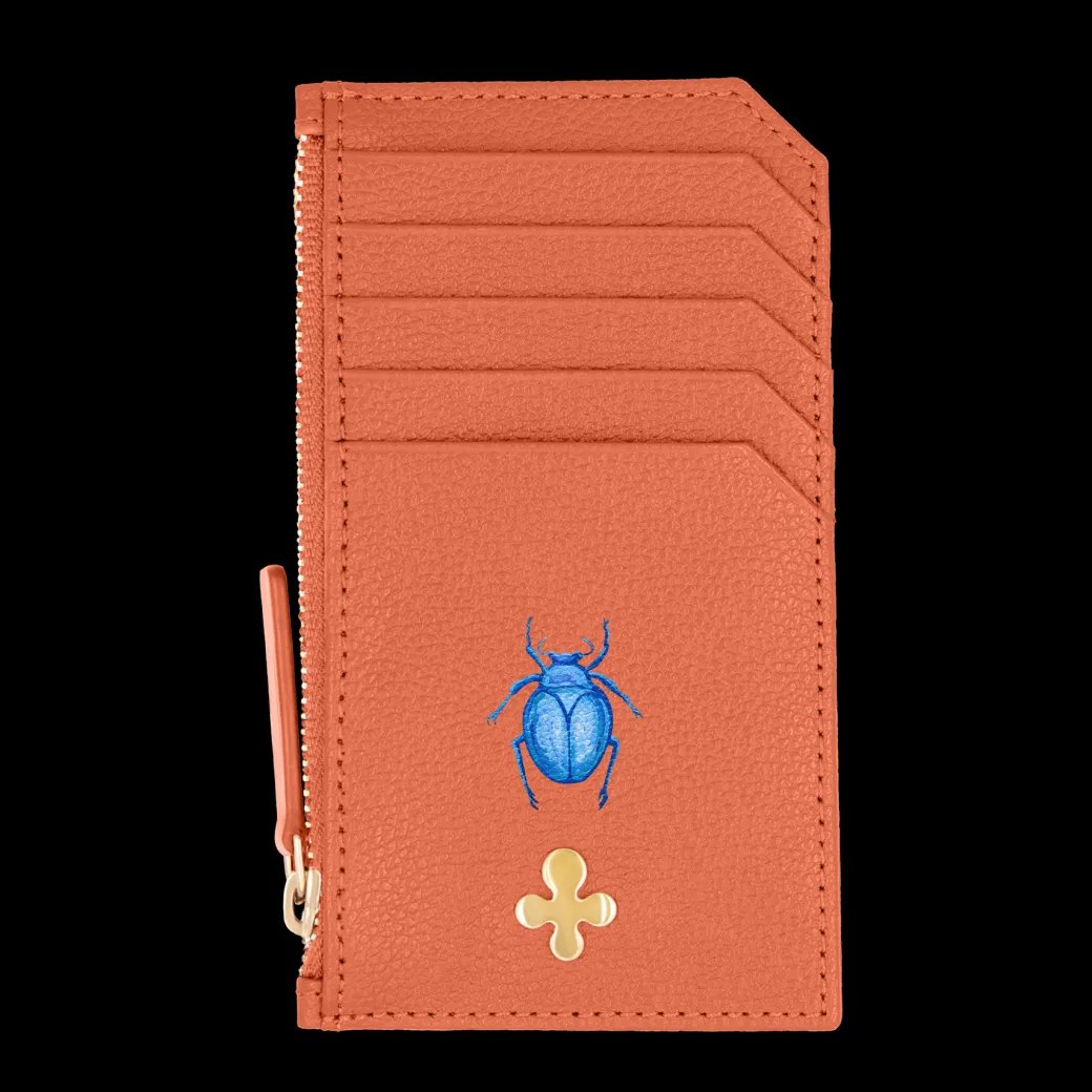 Card holder skórzany w kolorze pomarańczowym^Lilou Fashion