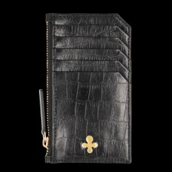 Card holder skórzany w kolorze czarnym pozłacany^Lilou Clearance