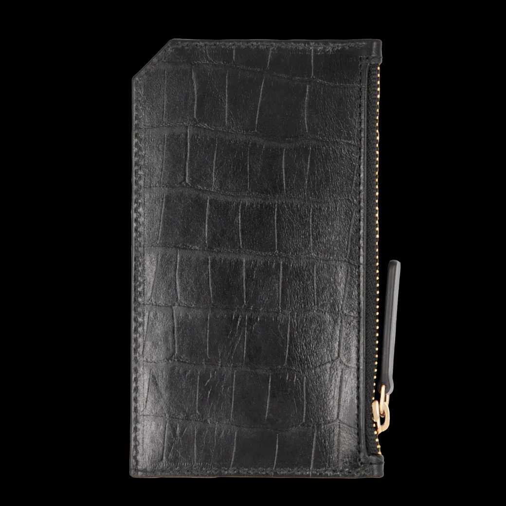 Card holder skórzany w kolorze czarnym pozłacany^Lilou Clearance