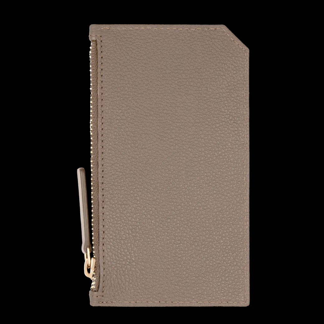 Card holder skórzany w kolorze mocca z wytłoczoną koniczyną^Lilou Hot