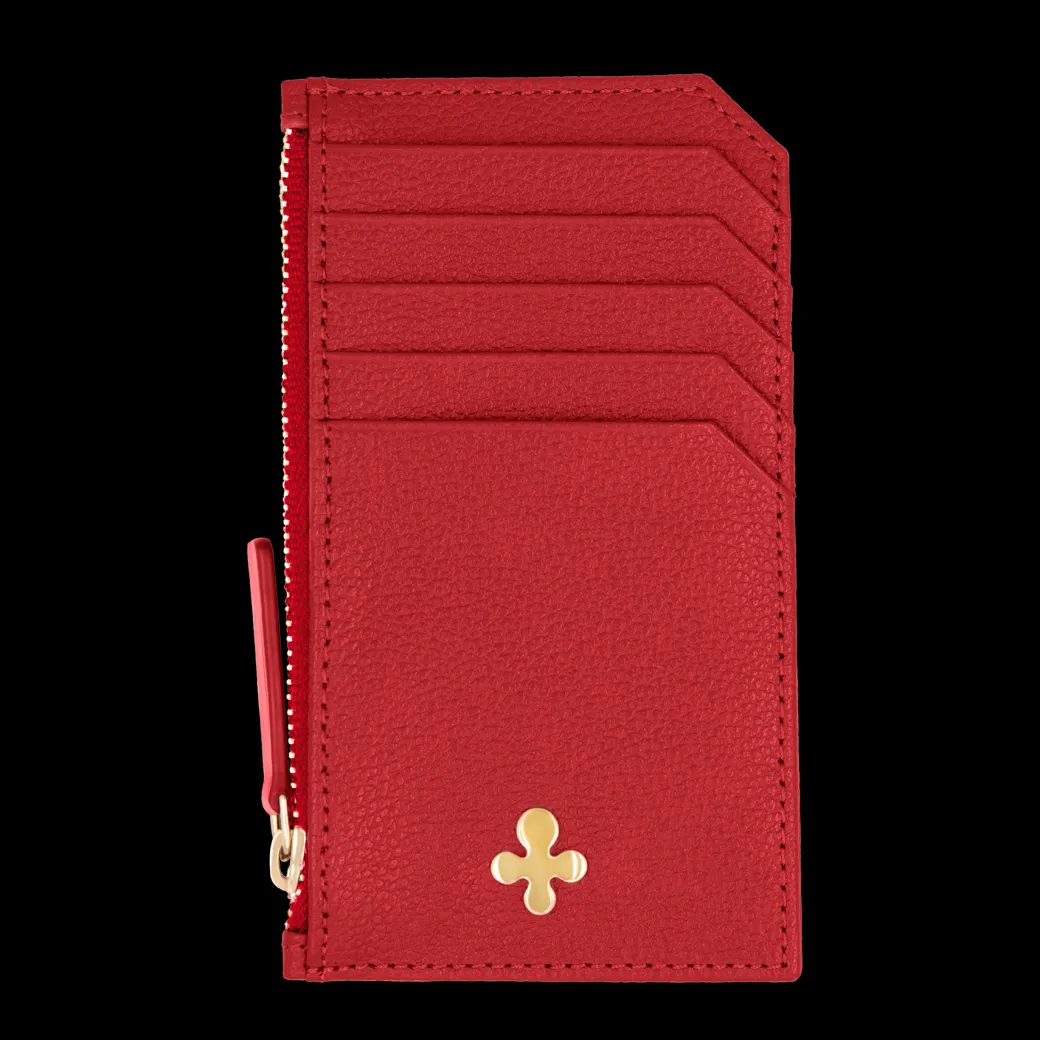 Card holder skórzany w kolorze czerwonym^Lilou Discount