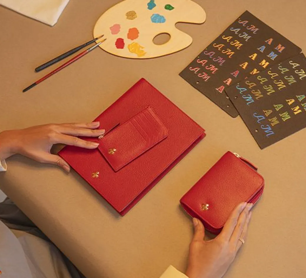 Card holder skórzany w kolorze czerwonym^Lilou Discount