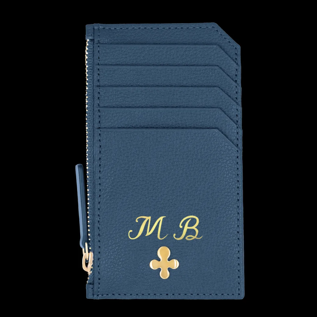 Card holder skórzany w kolorze granatowym^Lilou Fashion