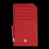 Card holder skórzany w kolorze czerwonym z wytłoczoną koniczyną^Lilou New
