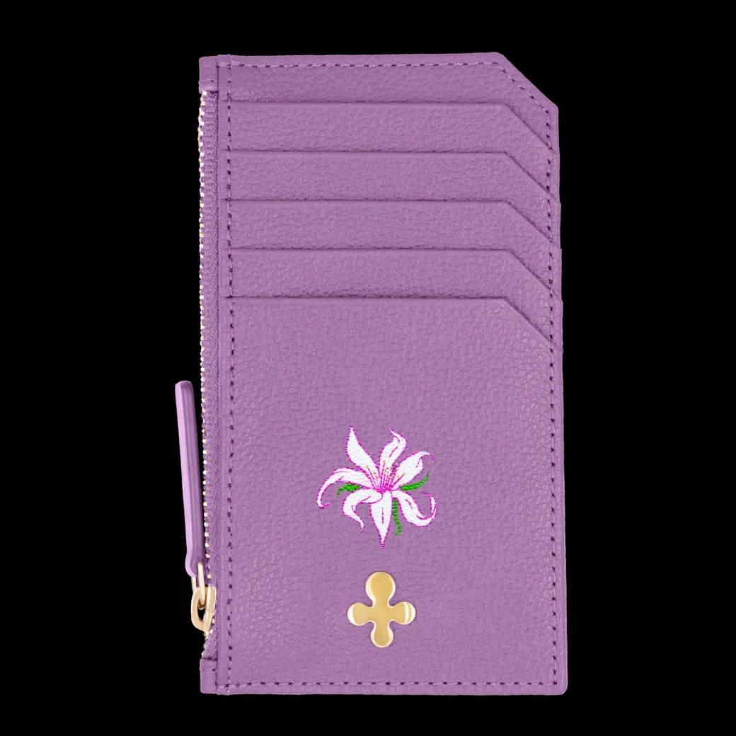 Card holder skórzany w kolorze fioletowym^Lilou Clearance