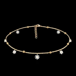 Choker Flowers pozłacany z niezapominajkami z masy perłowej^Lilou Hot