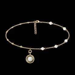 Choker z perłami z zawieszką z białą perłą no.1 pozłacany^Lilou Fashion