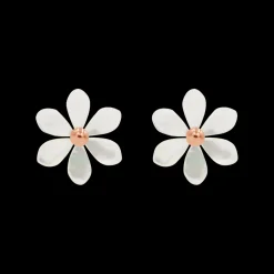 Kolczyki Flowers na sztyfcie różowe pozłocenie z niezapominajkami z masy perłowej^Lilou Hot