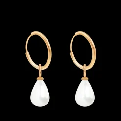 Kolczyki koła 1,4 cm z zawieszkami Pearls, pozłacane^Lilou Outlet