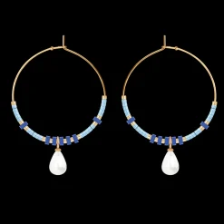 Kolczyki koła z niebieskimi japońskimi koralikami Miyuki i zawieszkami Pearls^Lilou Discount