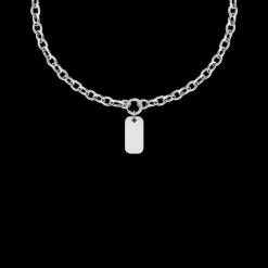 Naszyjnik Łańcuch No.1 z posrebrzanym Nieśmiertelnikiem 2,4 cm^Lilou Outlet