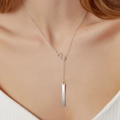 Naszyjnik nieskończoność z blaszką srebrny 48 cm^Lilou Sale