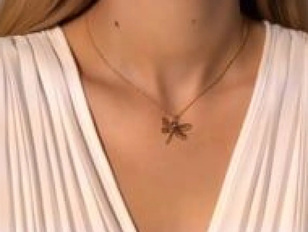 Naszyjnik Ważka z zieloną cyrkonią^Lilou Fashion