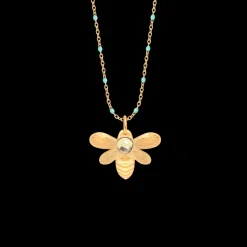 Naszyjnik z miętową emalią i z zawieszką Honey^Lilou Fashion