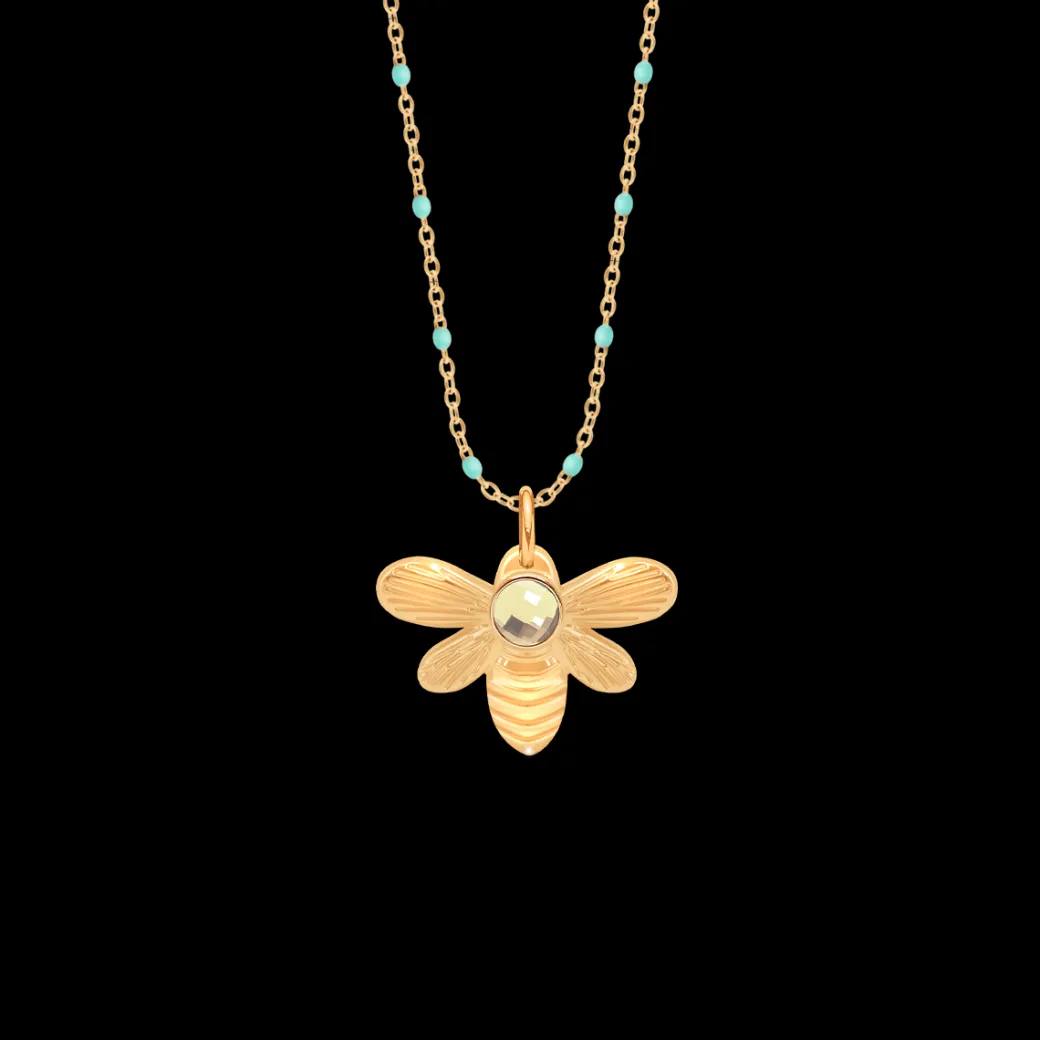 Naszyjnik z miętową emalią i z zawieszką Honey^Lilou Fashion