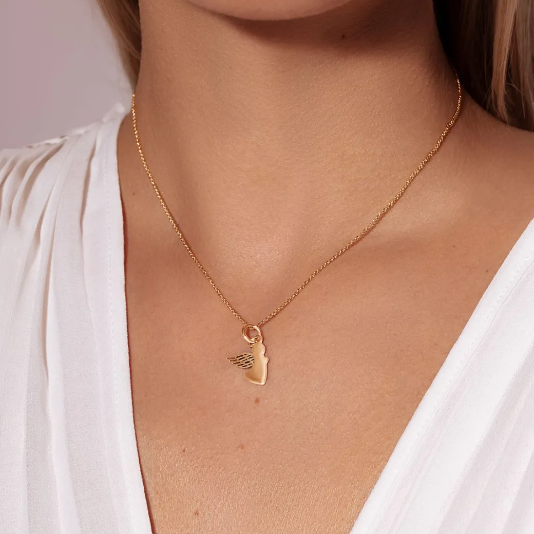 Naszyjnik z pozłacanym Aniołkiem z ażurowym skrzydłem 1,5 cm, na cienkim klasycznym łańcuszku^Lilou Discount