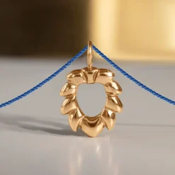 Naszyjnik z pozłacanym Lwem na grubym niebieskim sznurku premium^Lilou Fashion
