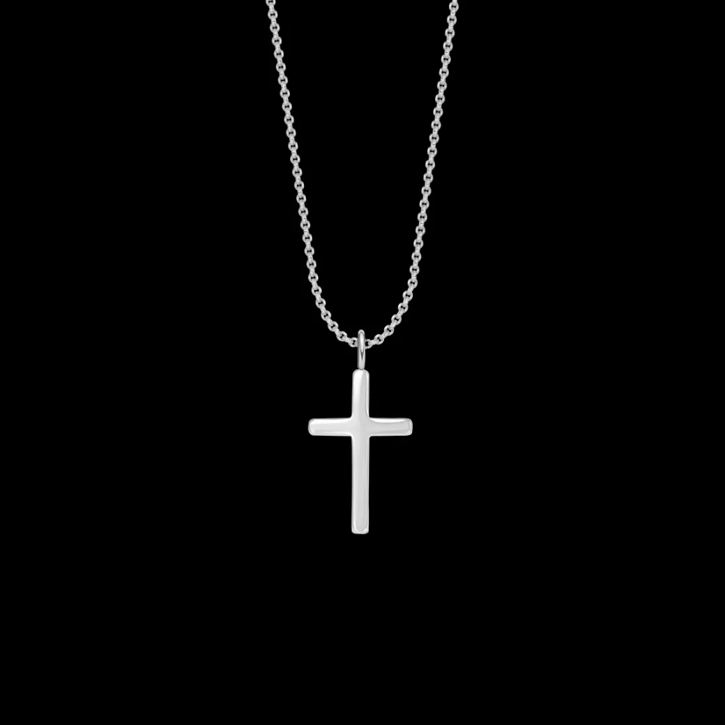 Naszyjnik z zawieszką krzyżyk 2,2 cm cienkim klasycznym łańcuszku posrebrzany^Lilou Fashion