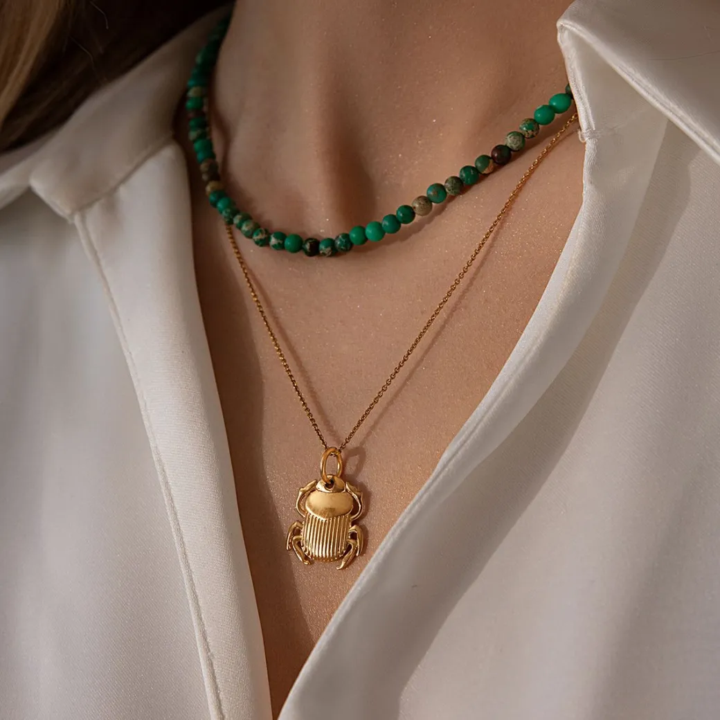 Naszyjnik ze Skarabeuszem i choker Earth z naturalnych kamieni^Lilou Discount