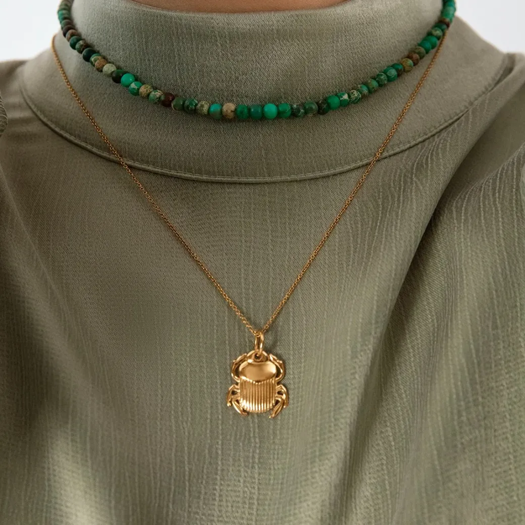 Naszyjnik ze Skarabeuszem i choker Earth z naturalnych kamieni^Lilou Discount