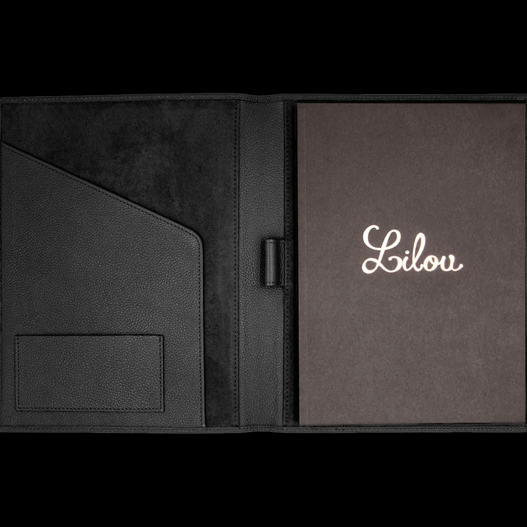 Notes skórzany w kolorze czarnym srebrny^Lilou Sale