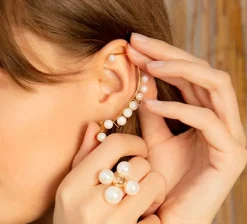 Pearls - nausznica lewa pozłacana z perłą na sztyfcie^Lilou Online