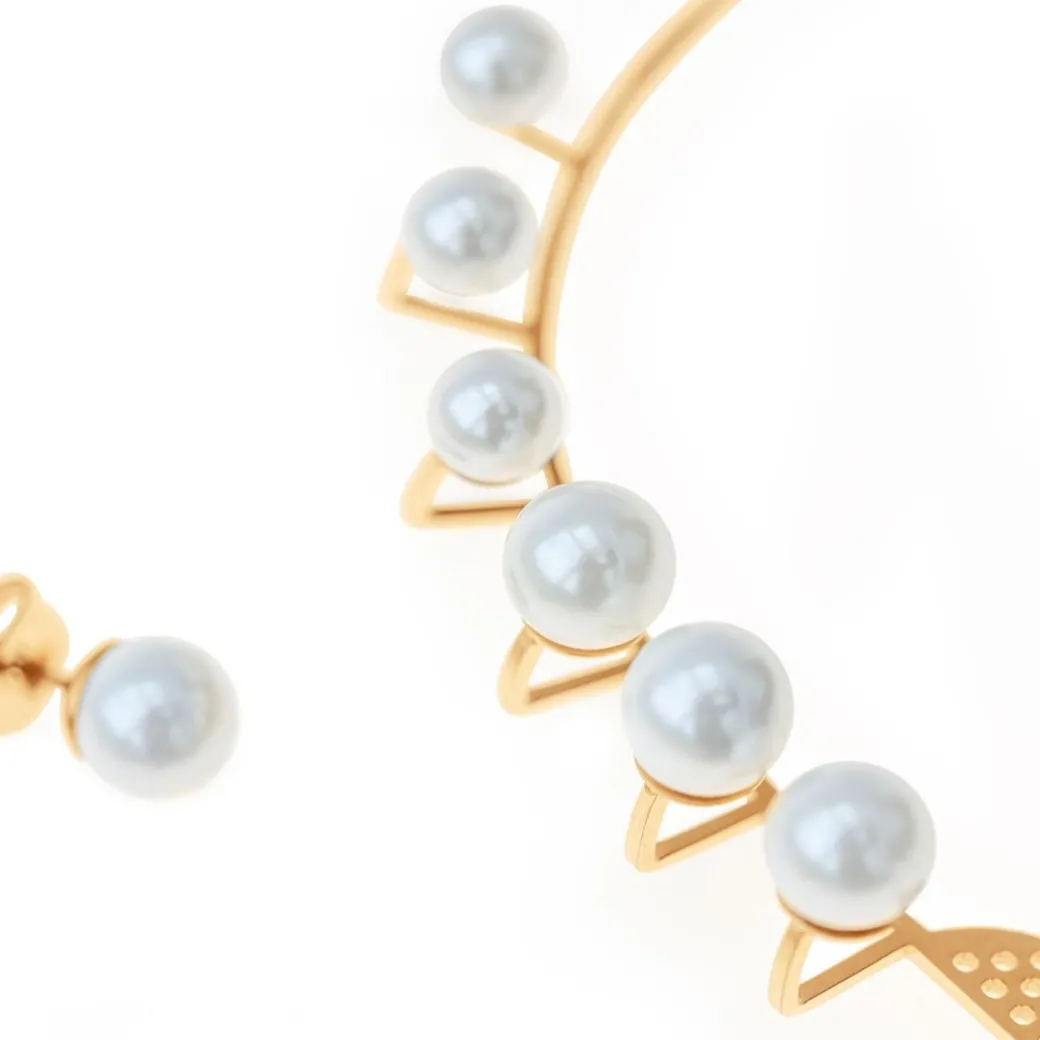 Pearls - nausznica prawa pozłacana z perłą na sztyfcie^Lilou Outlet