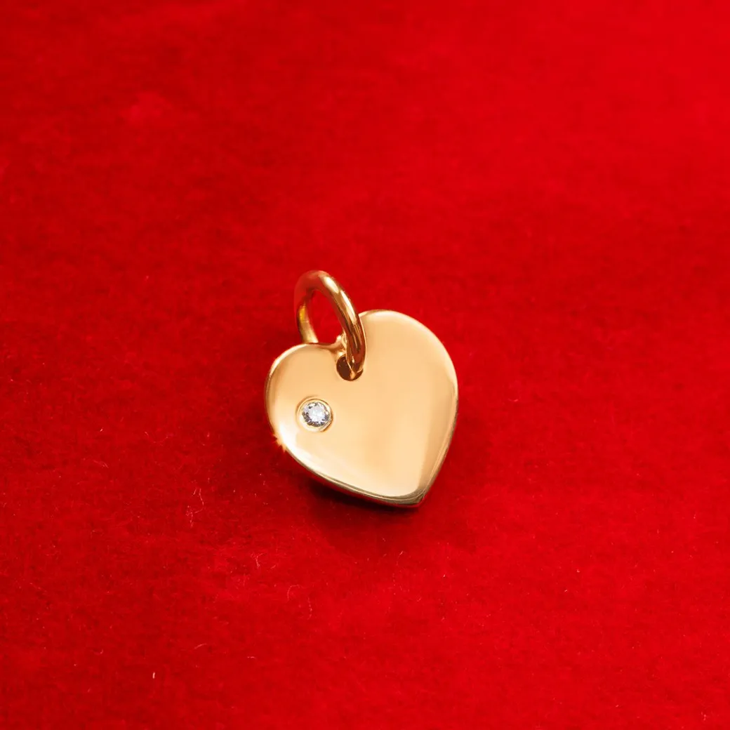 Serce 1 cm z diamentem HI SI 1,2 mm złoto żółte^Lilou Outlet