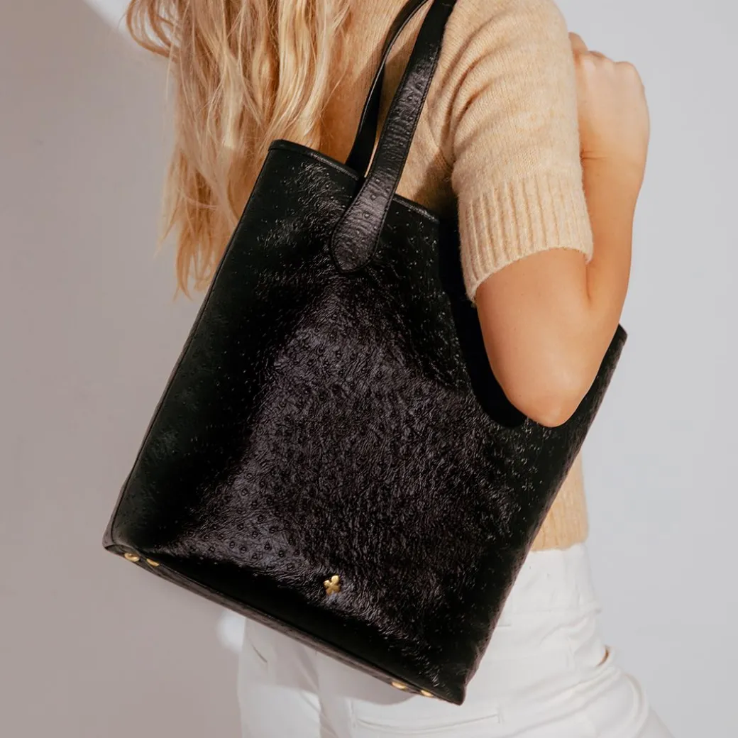 Shopper Mini czarny we wzór skóry strusia^Lilou Best