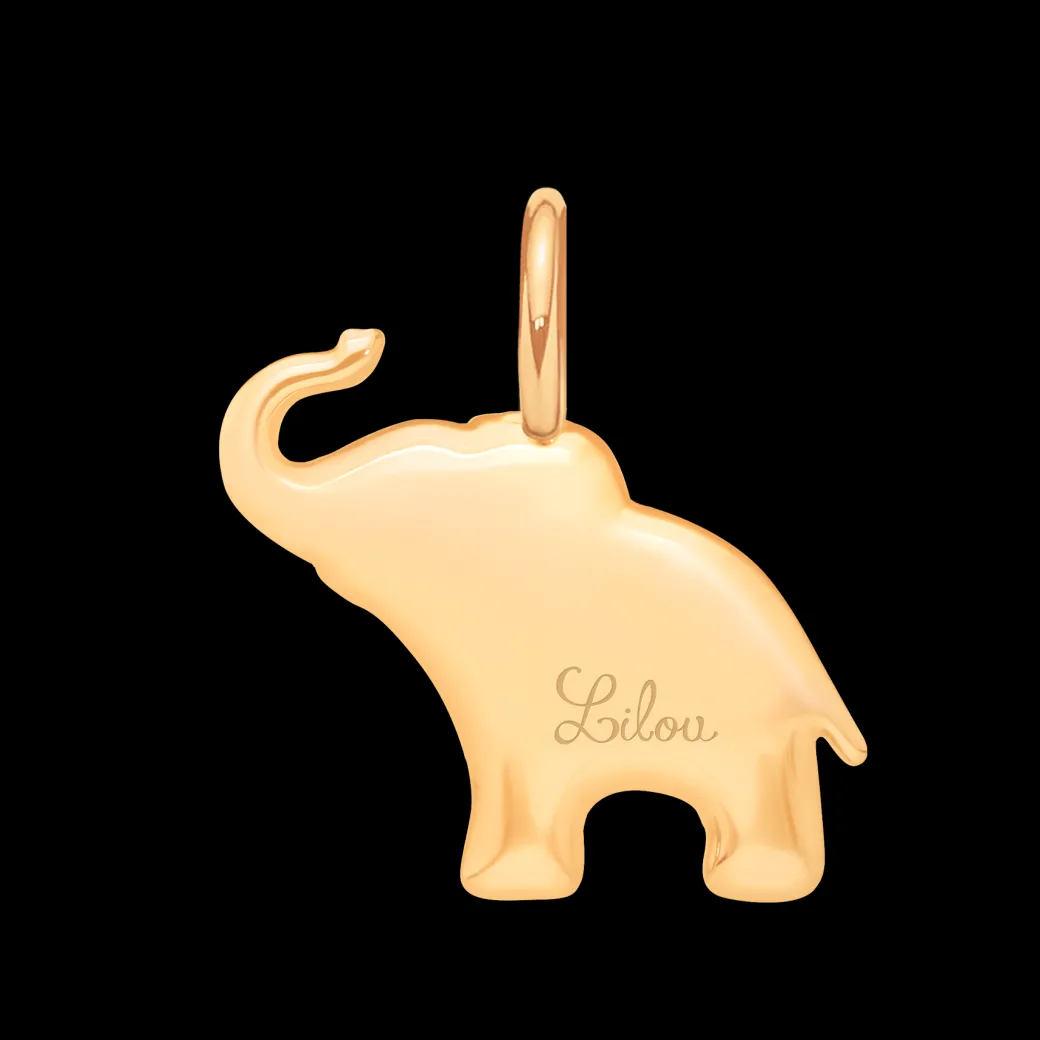Słoń z białą cyrkonią, pozłacany 2 cm^Lilou Fashion