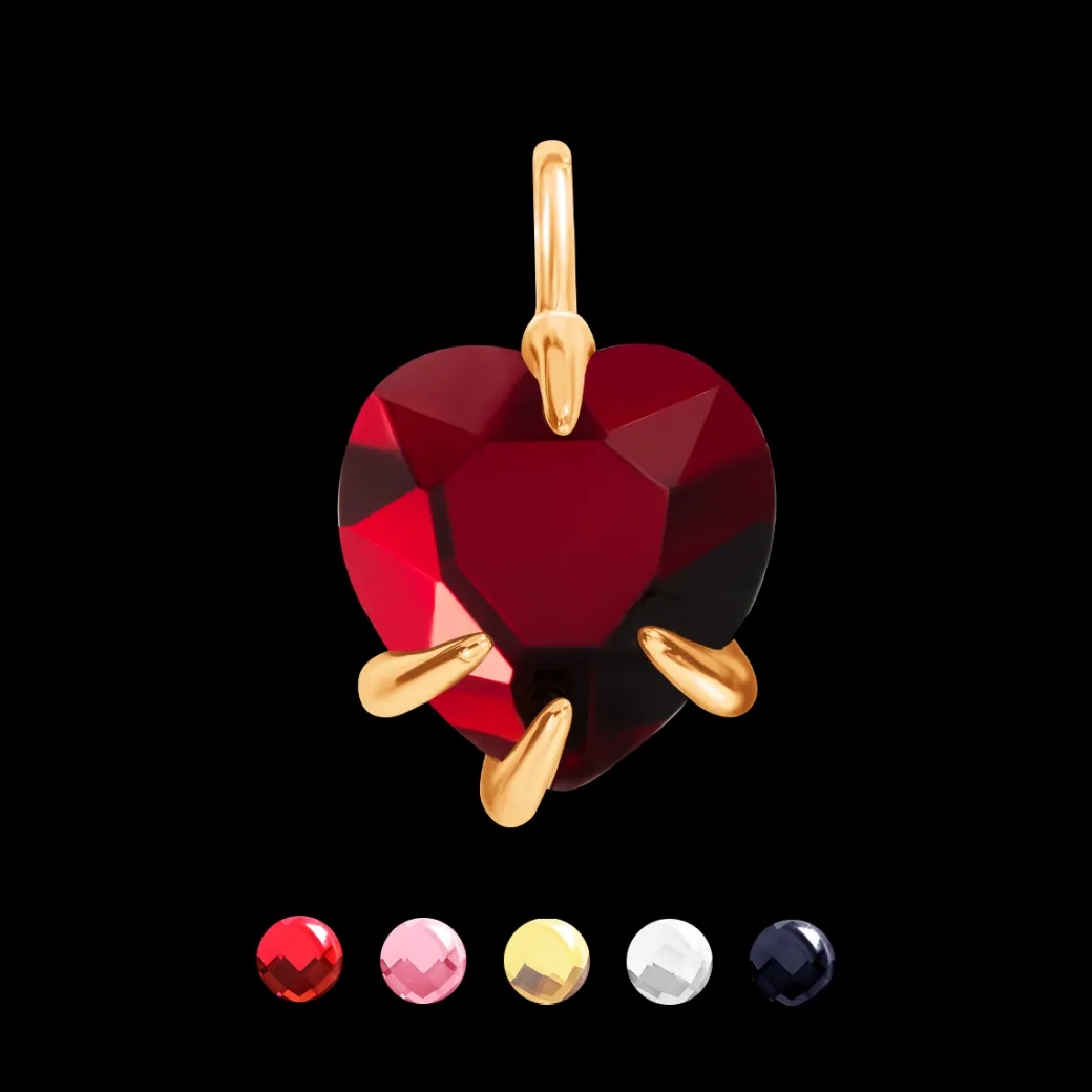 Zawieszka Amour z czerwonym kryształem pozłacana^Lilou Hot