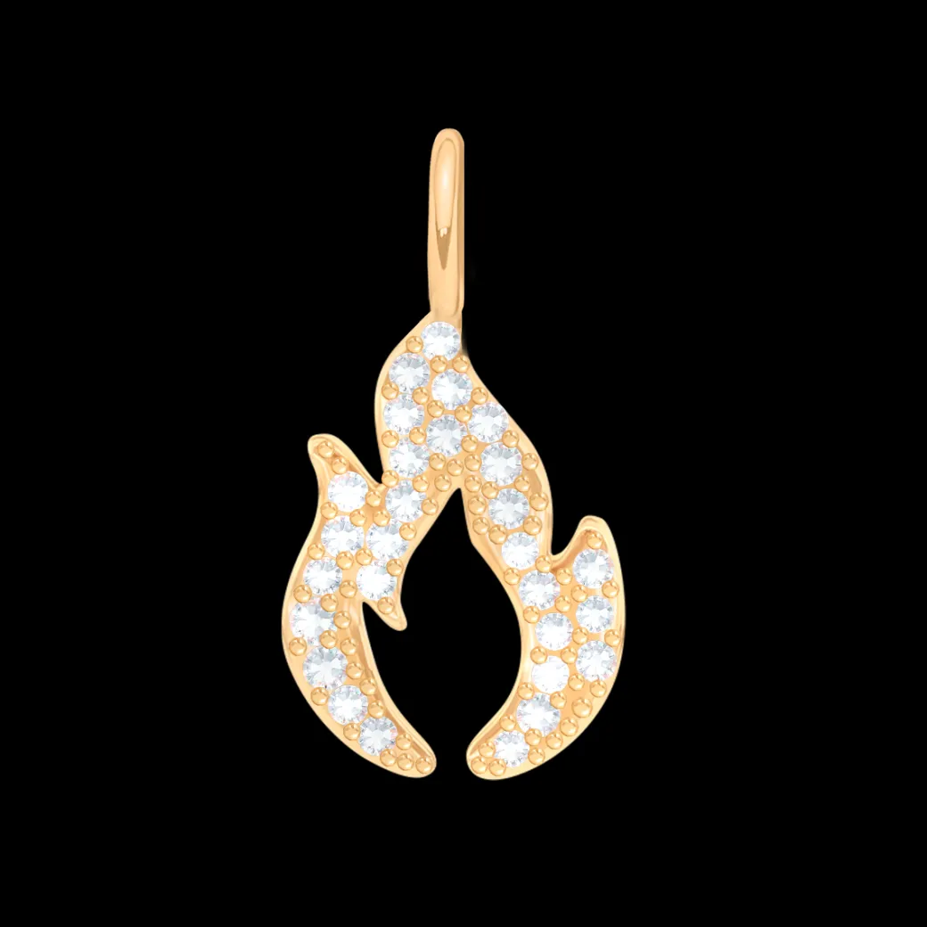 Zawieszka Płomień Miłości z cyrkoniami o wielkości 1,6 cm, pozłacana^Lilou Outlet